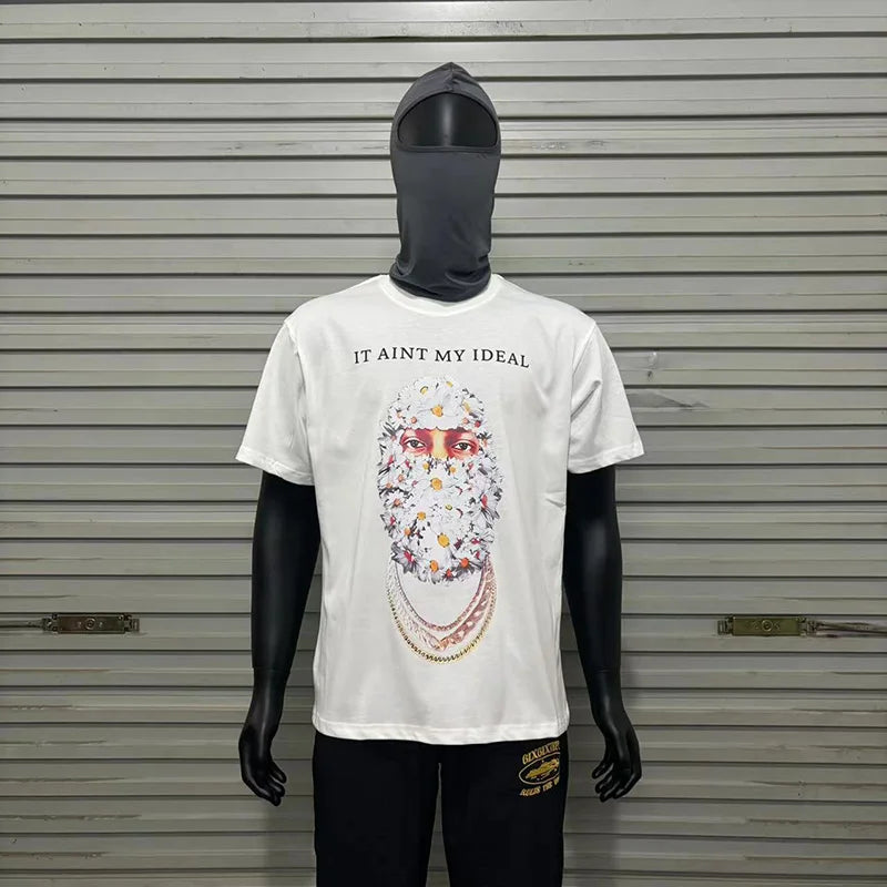 Glitchcore Fashion – High Quality Ih Nom Uh Nit T Shirt Masked Men Letter Printin – Urban Streetwear for Men & Women