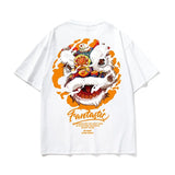 Gothic Barcode glitch – Funny Dancing Lion Print Man T Shirt Cotton Crewneck