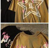 Glitchcore Chrome logo – Pure Cotton American Retro High Street Star Short Sleeved T