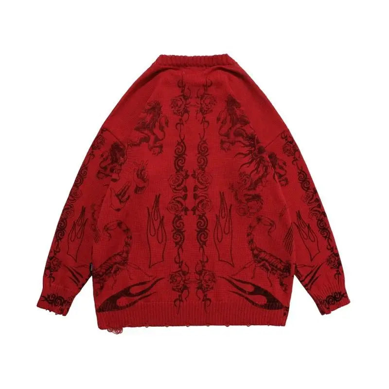 grunge knit pullover for fall and winter, oversized aesthetic with urban style, mens fashion layer for modern streetwear coll