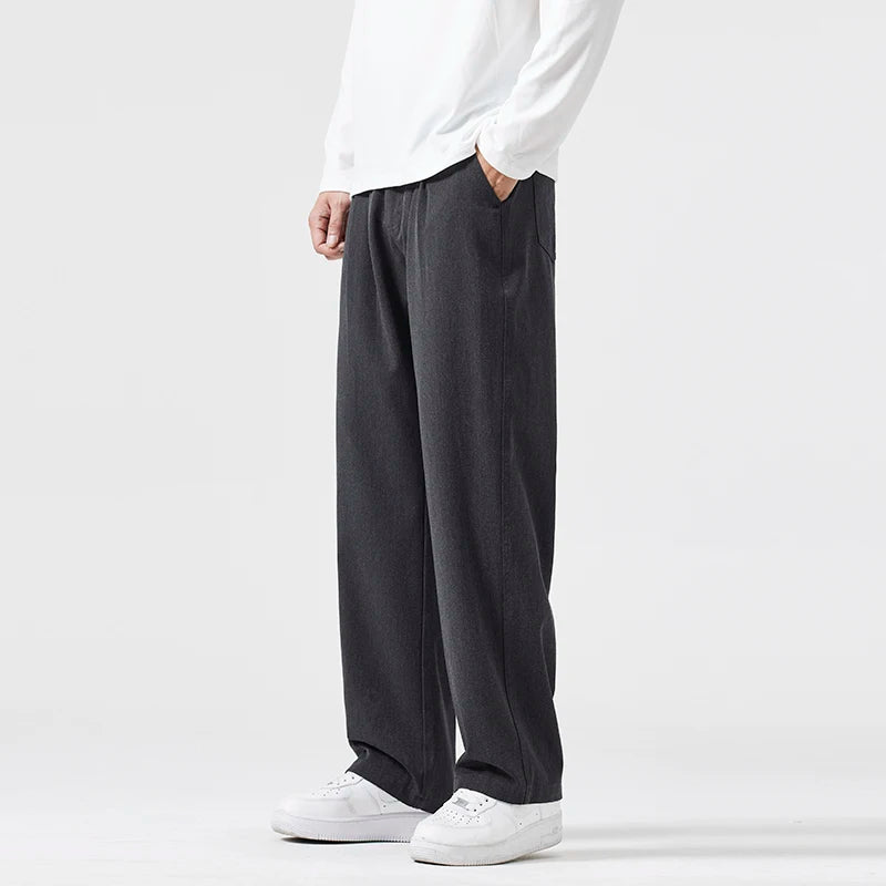 mens trend streetwear fashion loose casual plus size straight wide leg suit pant office man commute work pants trousers unique default style 2206