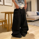 harajuku black wexwear graphic embroidered baggy jeans streetwear y2k jeans men women high waist wide trouser skateboard pants vintage washed jeans