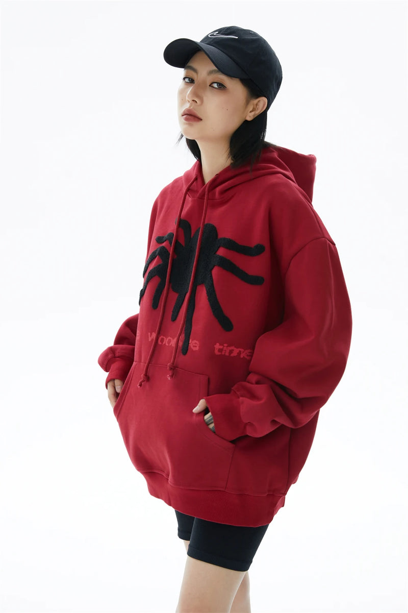 skatercore angelcore design featuring fashion spider web printed hoodies unisex hip hop y2k sweatshirt streetwear mens casual hooded autumn warm loose tops hoodies