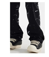 fashion graffiti printed denim jeans mens unisex casual zipper straight jeans streetwear hip hop loose black jean pants joggers unique joggers style 4280