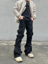 mens distressed ripped destroied tassel denim jean pants new fashion biker jeans streetwear flare pants joggers y2k men s jeans streetwear sweatpants