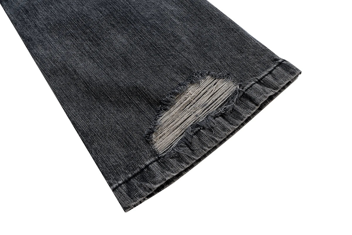streetwear black washed ripped baggy flare jeans pants for men and women straight ropa hombre loose casual denim trousers unique jeans style 4297