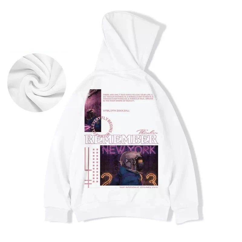 Subway Astronaut Gothic Print Mens Sweatshirt Autumn Pullover Streetwear