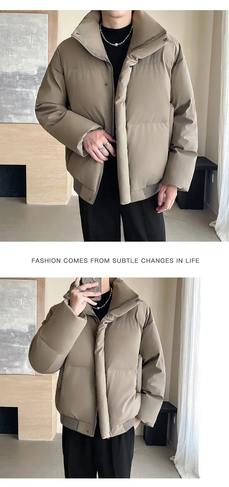 Winter Stand Collar Thicken Leather Short Jacket Men Fashion Loose Casual Warm Cotton-padded PU Leather Bomber Jacket Parka Coat