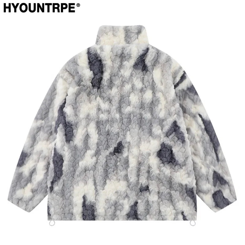mens hip hop fleece jackets coats patchwork butterfly stand collar jacket parka zipper warm hairy coat outerwear hipster gray - variant style 0f1f62 for streetwear fashion