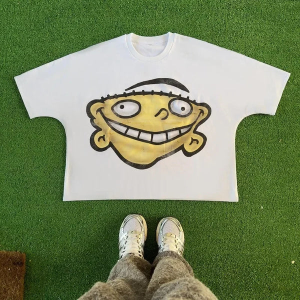 Y2k Graphic tee – American Retro Fashion Gothic Cartoon Letter Pattern Oversiz
