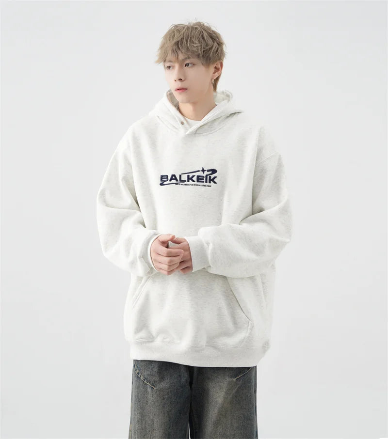Layered Streetwear Knit Top – Winter Letter Embroidered Baggy Hoodies For Men Y2K Vintage Streetwear Hooded Sweatshirt Hip Hop Fashion Fleece Pullover Hoody | Zip Knit Drop #208
