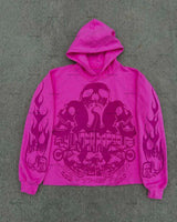 2023 New Trendy Gothic Punk Skull Bone Print Oversized Pullover Womens