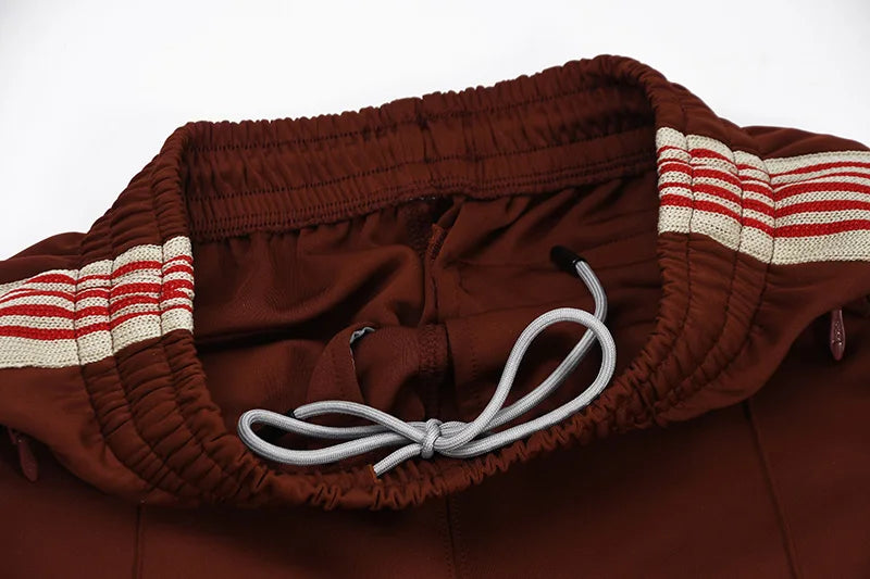 good quality brown motion casual pants men woman lovers trend side edge weaving embroidery drawstring loose trousers unique default style 5011