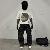 Y2K Trapcore T-Shirt – Money Bag Flame Print Urban Style