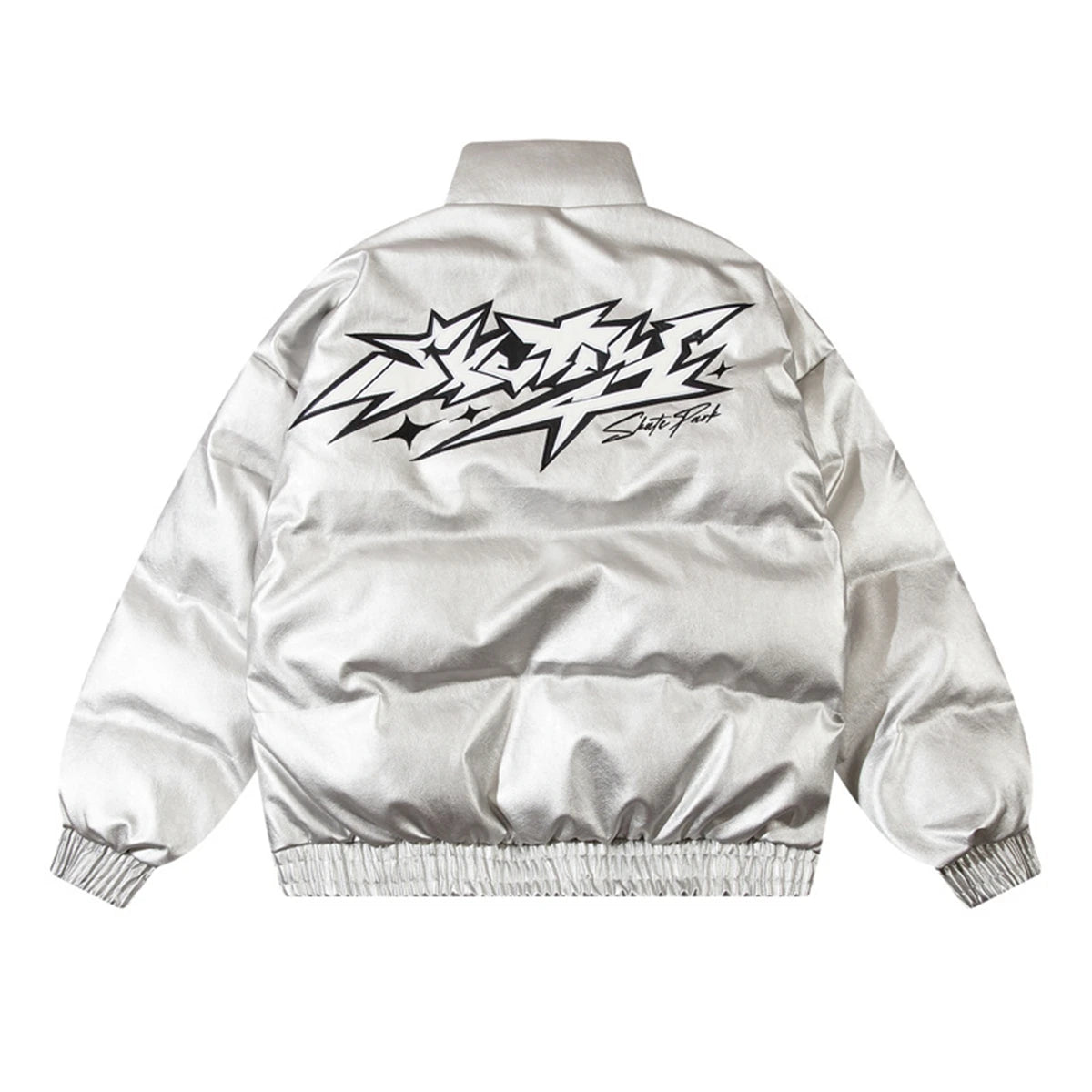 Men Waterproof Warm Jacket Winter Vintage PU Leather Parkas Embroidery Letter Thick Padded Coat Streetwear Hip Hop Loose Parka