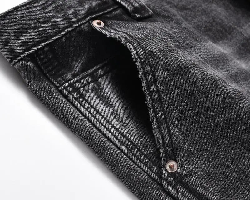 retro washed denim mens jeans pants fashion graffiti patchwork loose biker black jeans streetwear hip hop casual straight pants unique jeans style 5259