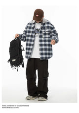 Winter Quilted Thick Plaid Hooded Jacket Men Wmen Streetwear Fashion Oversize Loose Casual Hoody Jacket Padded-cotton Parka Coat