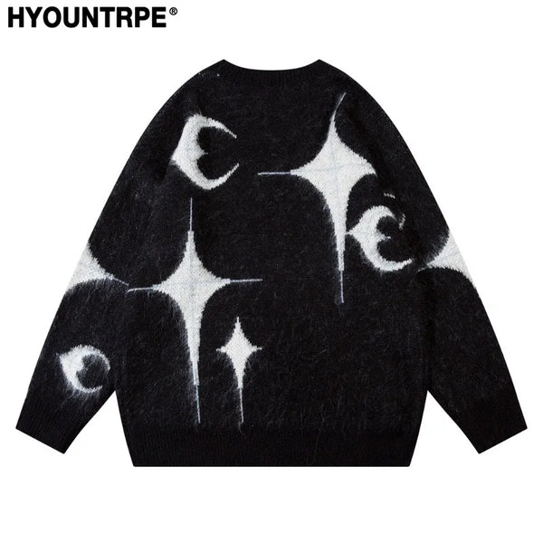 harajuku knitted sweater unisex autumn winter sweaters men casual o neck pullovers streetwear warm sweaters jumpers knitwear - graphic printed hoodie for men and women, urban fashion pullover, Y2K grunge street style
