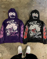 Skatercore Fit – Oversized Zip Up Hoodies Women Men Streetwear Vintage Tops – Streetwear Fashion for Men & Women