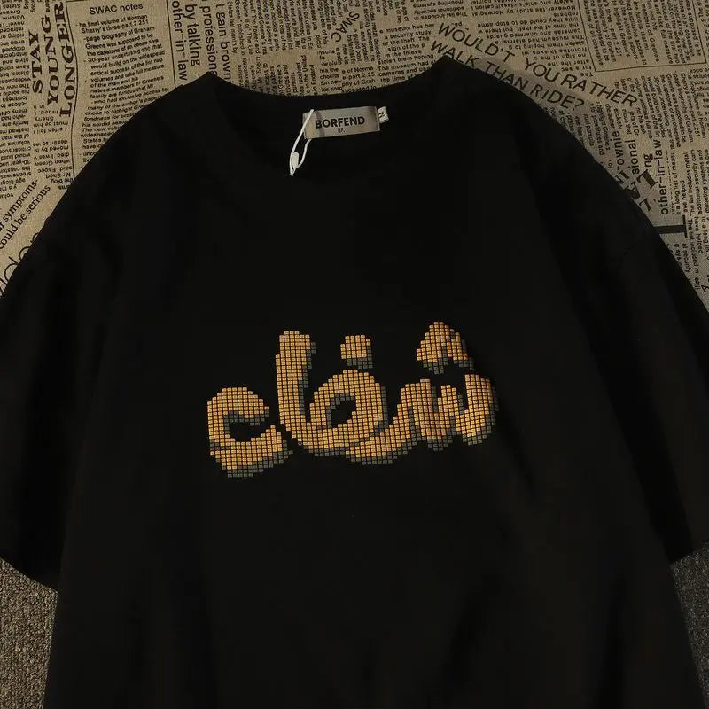Cyberpunk Tribal flame – Trendy Brand Retro Cartoon Pure Cotton Short Sleeved T Shirt