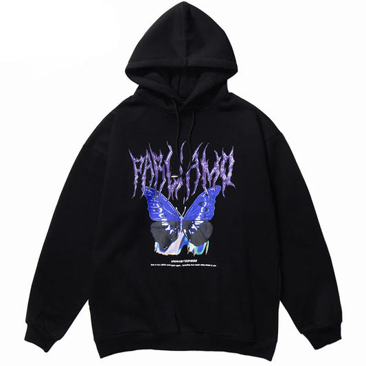 Men Hip Hop Hoodie Sweatshirt Butterfly Streetwear Harajuku Hoodie Pul