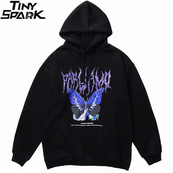 Men Hip Hop Hoodie Sweatshirt Butterfly Streetwear Harajuku Hoodie Pul