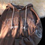 Hoodies Women Retro Harajuku Hip Hop Jacket High Street Zip Up Hoodie