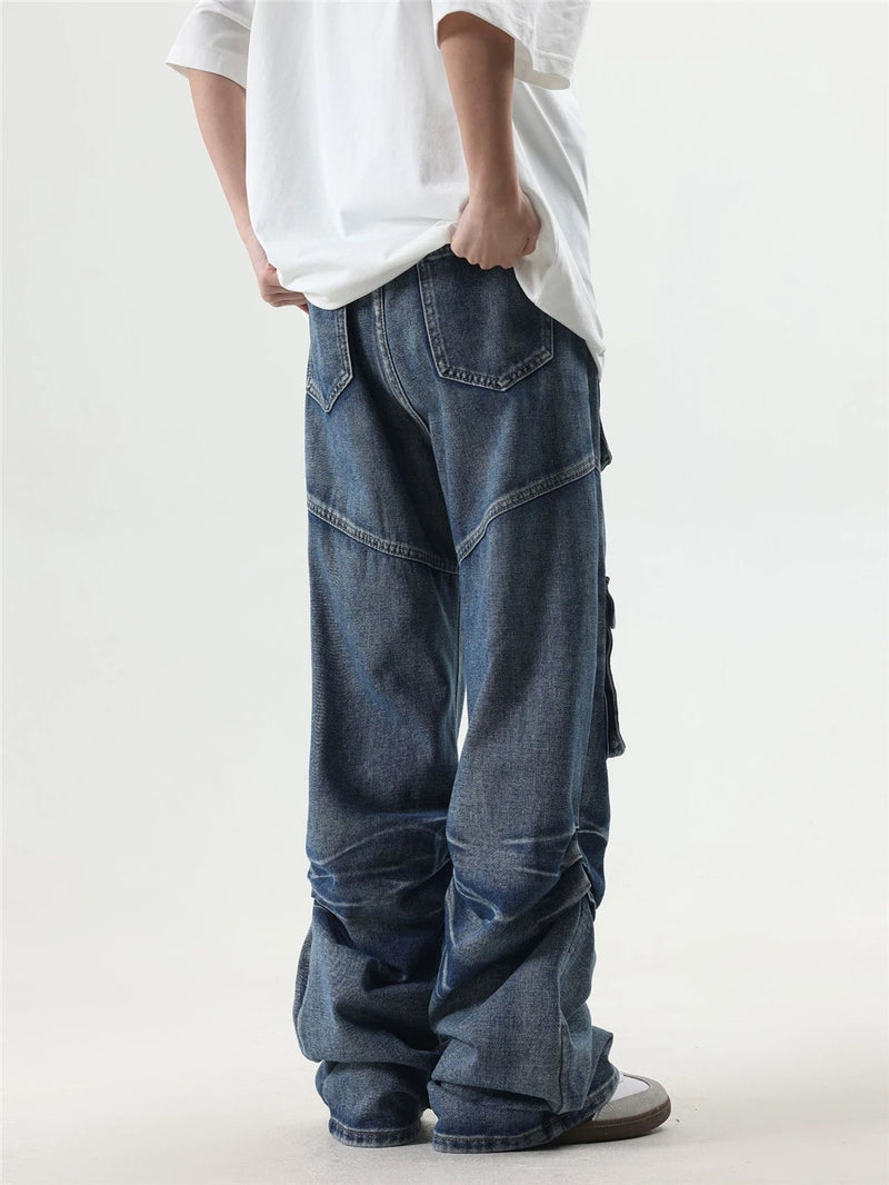 2024 multi pocket jeans vintage mens harajuku cargo denim pants retro hip hop straight loose jean pants 1 unique cargo style 125