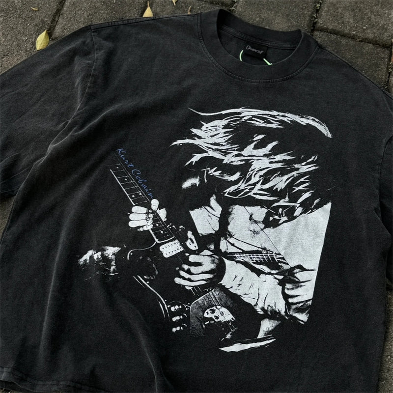 Y2k Vintage Solo Kurt Portrait Quality Printing Washed Old School Band Sweatshirt Longsleeve Tops Pullover For Men