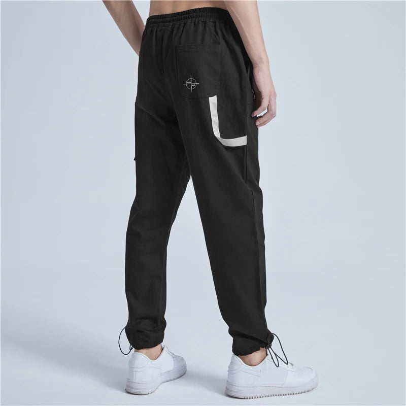 rainbowtouches new mens sports cargo pants loose fittness trousers drawstring hip hop casual fashion harajuku men pants unique cargo style 2984