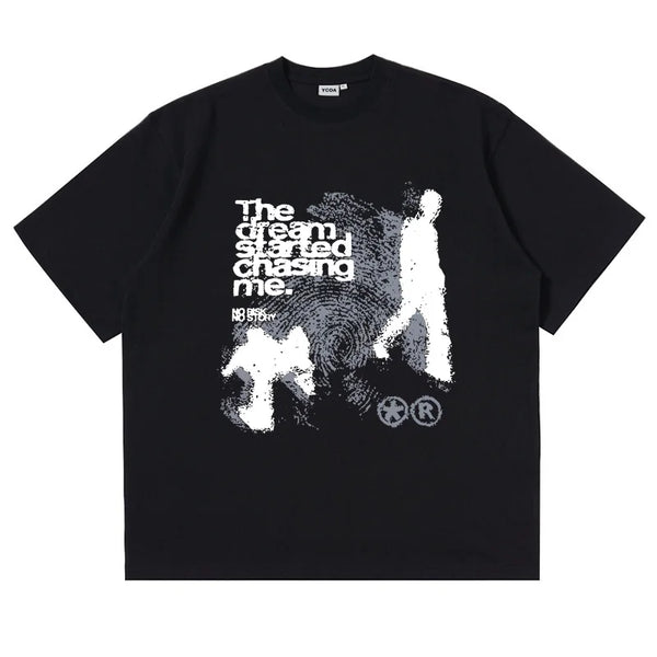 anime vaporwave tee with pastel blocks and stylized text burst