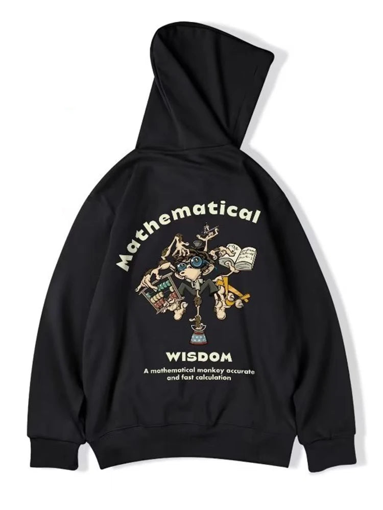 Autumn Men Funny Wisdom Monkey Graphic Print Hooded
