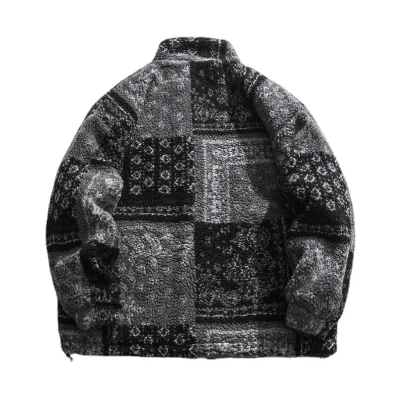 Skatercore Fit – Men Paisley Fleece Jackets Coats Fashion Hairy Zipper Loose