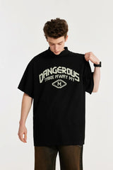 Harajuku Aesthetic piece – Japanese Loose Turtleneck Mens Printed Short Sleeved T Shirt