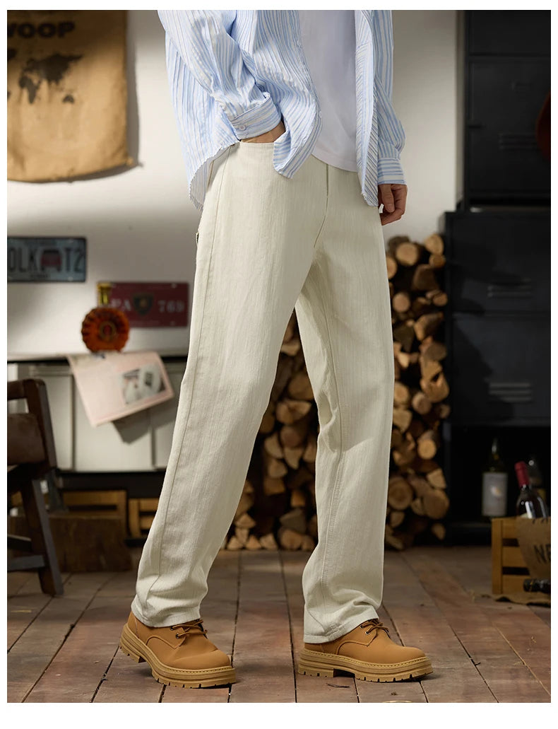 men classic fashion vintage casual loose plus size 28 42 straight white soft denim jeans pant cityboy jeans long trousers man unique jeans style 2117