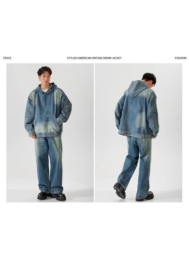 Vintage Sweatshirt Mens Hooded Pullover Hoody Fashion Oversized Hip Ho