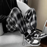 plaid pants men fashion retro color contrast casual pants men streetwear loose hip hop straight pants mens trousers m 3xl menswear bottoms