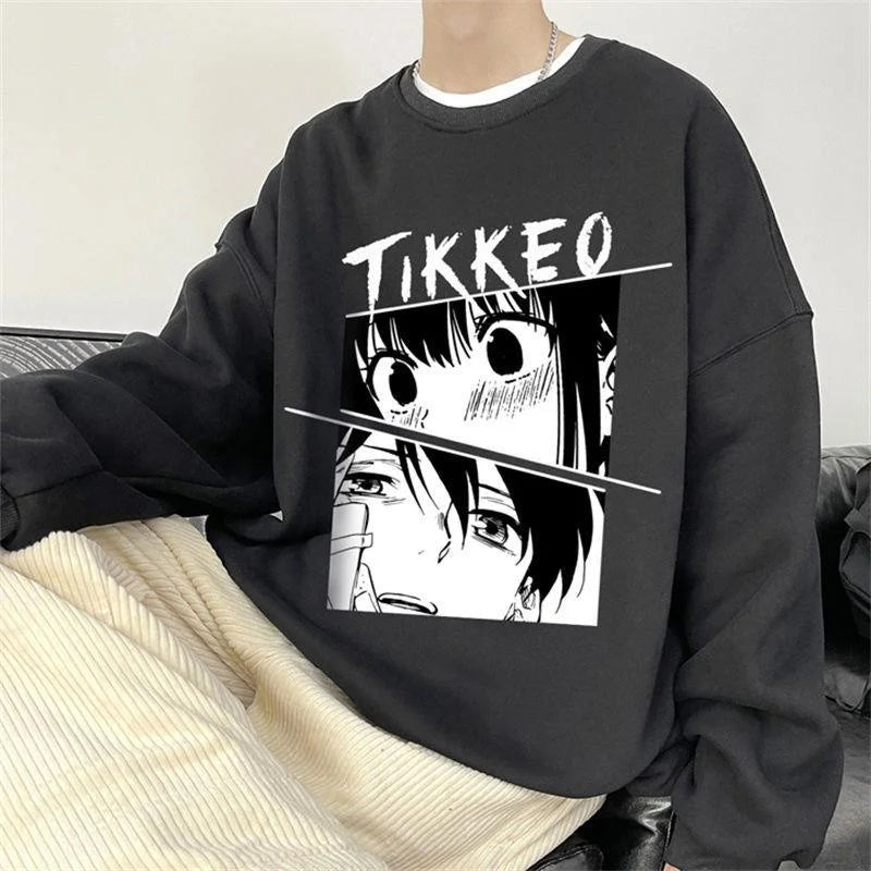 Autumn Japanese Anime Fashion Men Sweatshirt Graphic Fleece Y2K Clothes