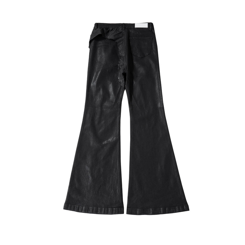 y2k streetwear wax leather strecth jeans for men and women ropa hombre baggy flare pants oversized straight denim trousers unique jeans style 4263