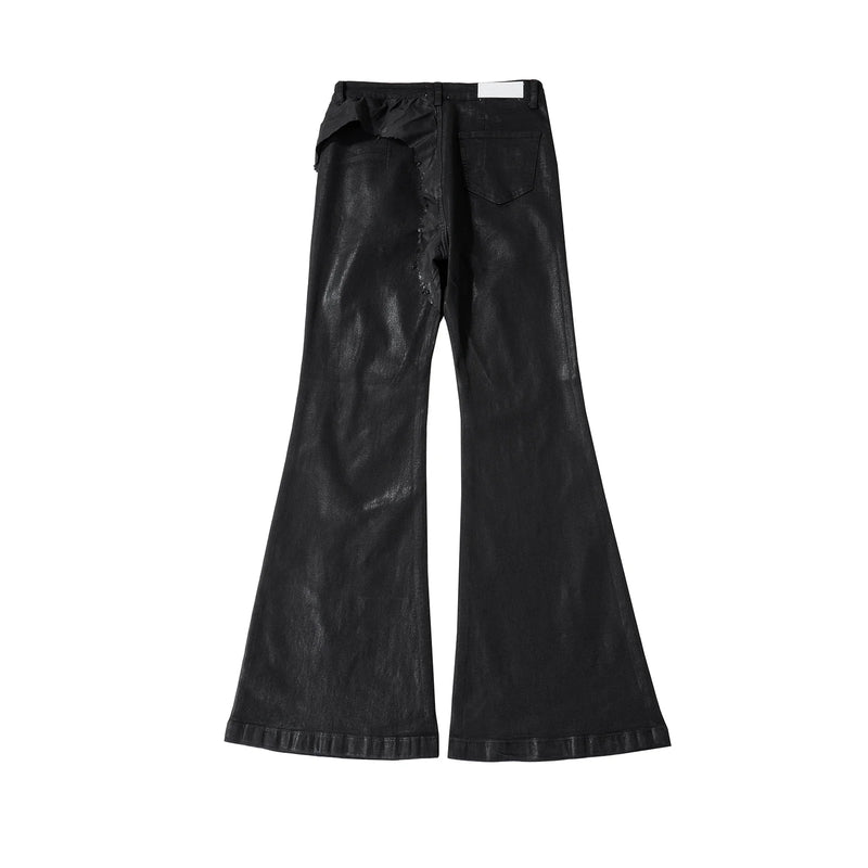 y2k streetwear wax leather strecth jeans for men and women ropa hombre baggy flare pants oversized straight denim trousers urban skinny jeans