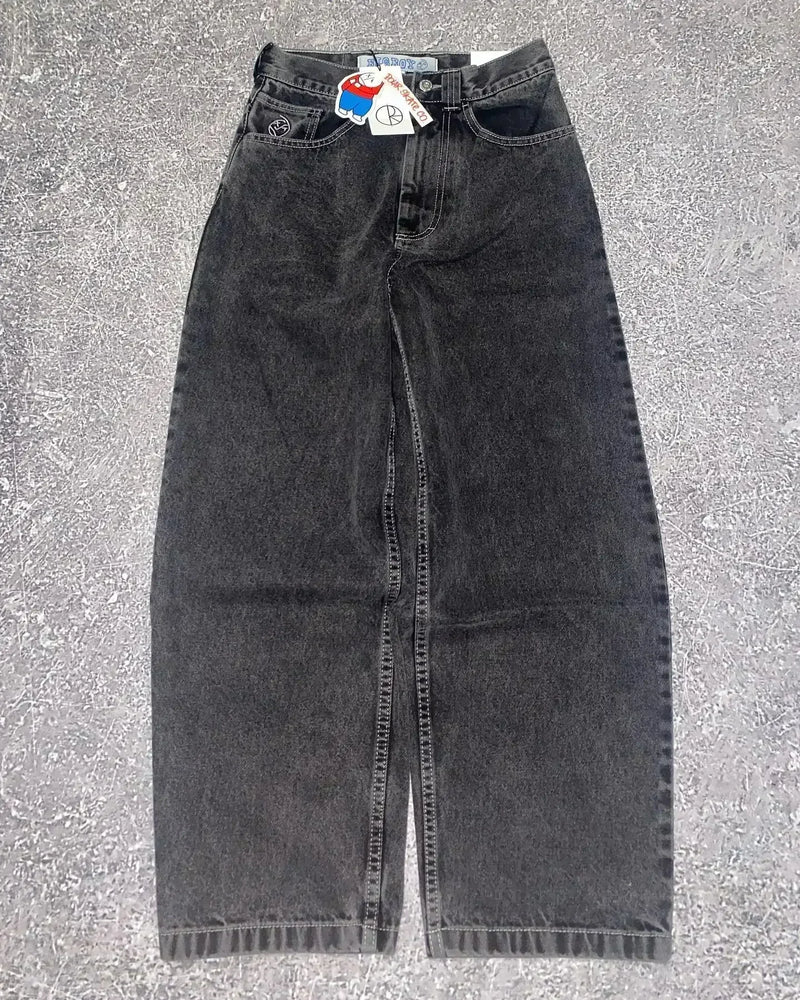 harajuku polar big boy popular baggy jeans mens women gothic wide leg trouser y2k hip hop cartoon embroidery streetwear jeans unique jeans style 3895
