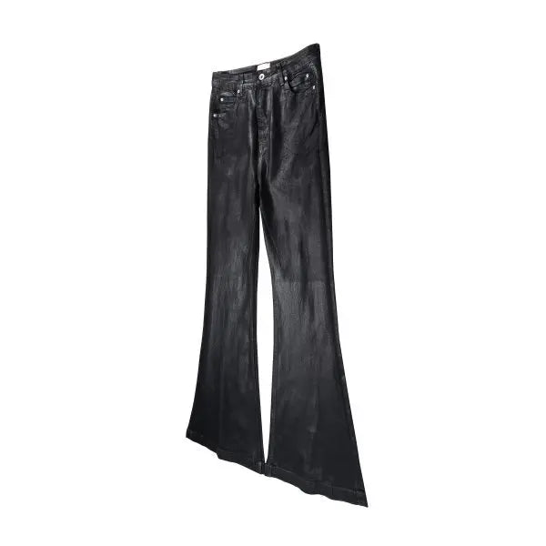 european and american street batik black paint coat wide jeans pants fashionable baggy contoured distressed flared denim jeans unique jeans style 1595