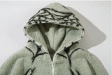 mens harajuku spider graffiti fleece jackets and coats hairy zipper hooded outerwear warm streetwear parkas loose bomber jack - variant style 92c4d7 for streetwear fashion