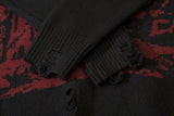 ripped goth women y2k men sweaters vintage black oversized knitted sweater harajuku anime fashion winter 2023 knit tops pullover aesthetic street look hoodie, oversized graphic print design, urban wear with bold artwork