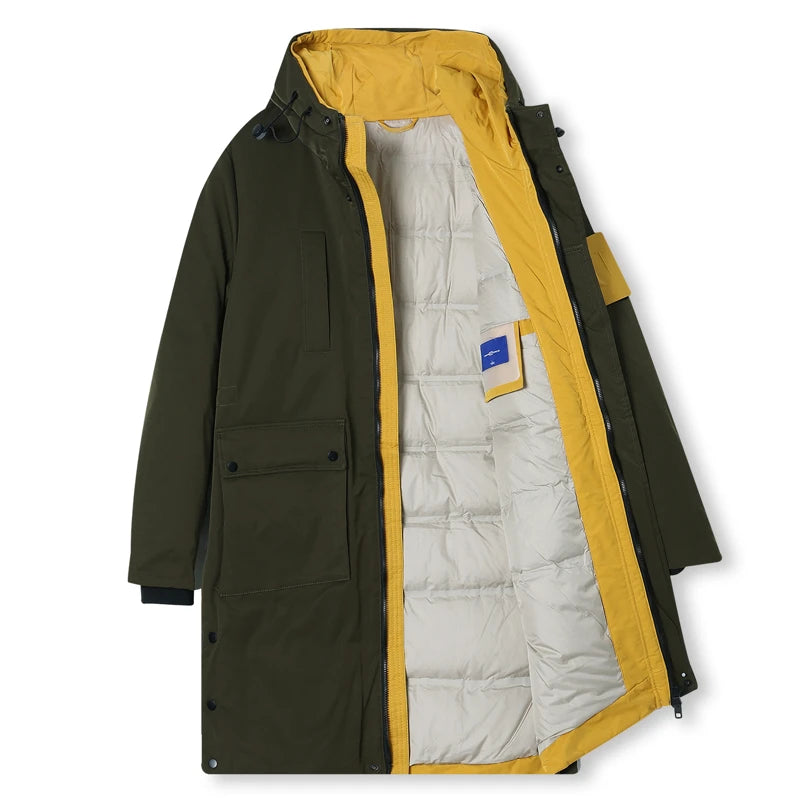 Fashion Letters Embroidery Duck Down Long Jacket Mens Plus Size Winter New Casual Hooded Zipper Parkas Warm Down Coats Jeckets