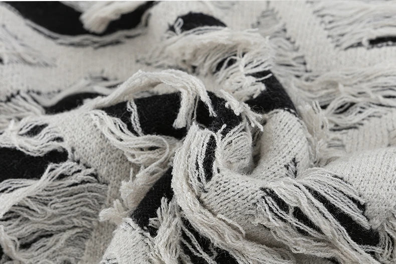 fashion stars tassel knitted sweater pullovers men fashion long sleeve loose sweater unisex autumn winter cotton jumper knitwear - trendy hip hop fashion hoodie, 2025 streetwear drop, soft fleece-lined outerwear