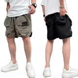Large Pocket Mens Cargo Shorts with Pockets Letters Outdoor Sports Function korean Luxury Wide Cotton Big and Tall Jogger Y2k