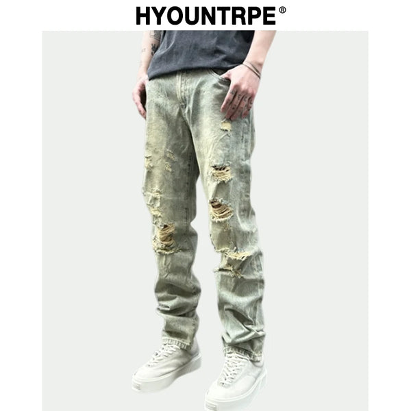 retro washed skinny jeans men pant destroyed ripped holes slim biker zipper jeans trousers fashion streetwear hip hop joggers relaxed fit joggers