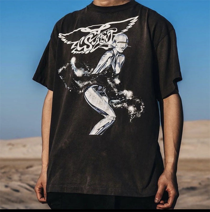 gothic vintage t-shirt featuring old school 90s vintage retro printing high street streetwear cotton casual loose tops t shirt