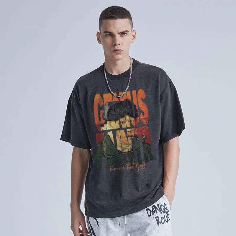 Trapwear Shirt – Rainbowtouches Washed Mens New T Shirt Vintage Unisex – Urban Streetwear for Men & Women